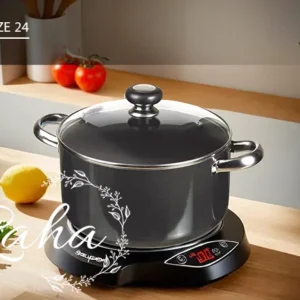 قابلمه درب پیرکس کاج تفلون سایز ۲۴